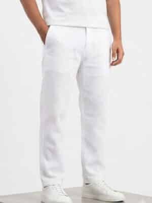 Loose fit comfortble white and summer trousers for men, breathable beach pants, relaxed-fit eco-friendly linen bottoms, casual warm-weather loungewear.
